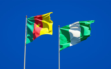 Beautiful national state flags of Nigeria and Cameroon.
