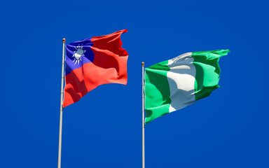 Beautiful national state flags of Nigeria and Taiwan.