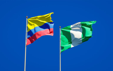 Beautiful national state flags of Nigeria and Colombia.