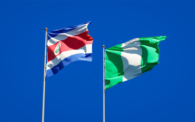 Fototapeta premium Beautiful national state flags of Nigeria and Costa Rica.