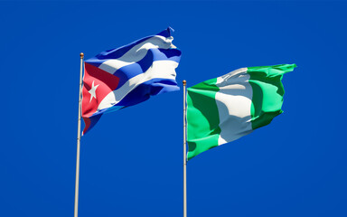 Beautiful national state flags of Nigeria and Cuba.