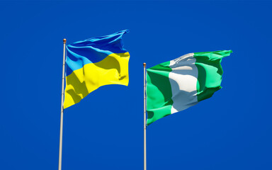Beautiful national state flags of Ukraine and Nigeria.