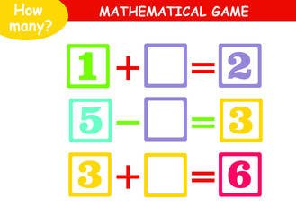 mathematical examples of addition and subtraction. educational page for children.