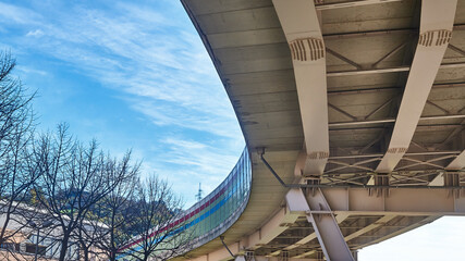 Naklejka premium Under view of the concrete bridge near Rivabella, Lecco, Italy