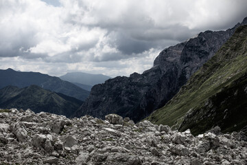 Fototapeta premium mountain, landscape, Europe, Russia, Caucasus, mountains, snow, nature, sky, blue, Alps, view, peak, cloud, clouds, winter, alpine, hill, fog, panorama, beautiful, morning, high, outdoors, travel, sce
