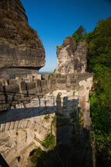 Empty Bastei bridge in Saxon Switzerland, Germany