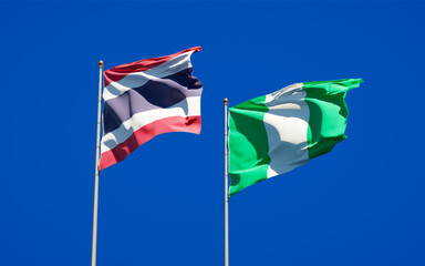 Beautiful national state flags of Thailand and Nigeria.