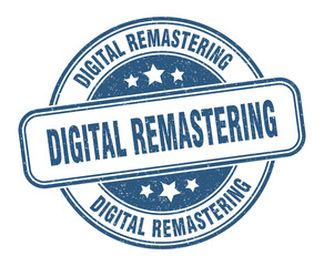digital remastering stamp. digital remastering label. round grunge sign