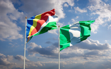 Beautiful national state flags of Seychelles and Nigeria.