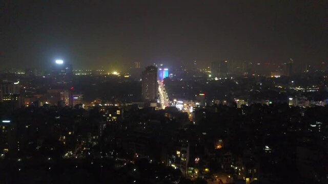 Hanoi Vietnam at night Ho Xa Dan Street from above 