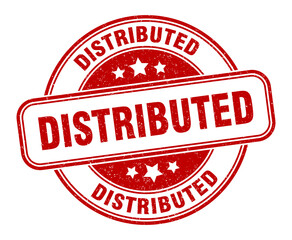 distributed stamp. distributed label. round grunge sign