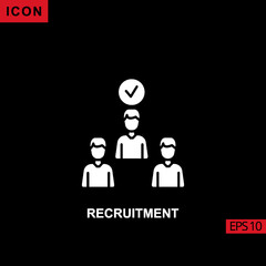 Icon recruitment people for business. Glyph, flat or filled vector icon symbol sign collection