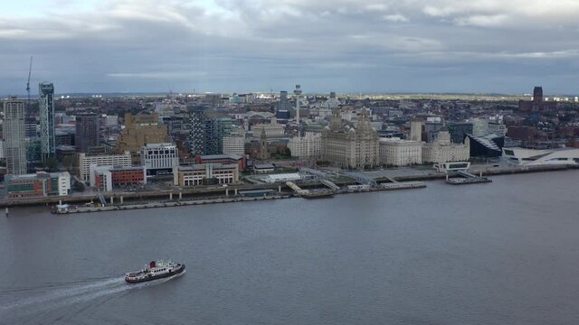 Drone Shot Approaching Buildings In Liverpool City Centre 01