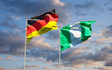Beautiful national state flags of Germany and Nigeria.