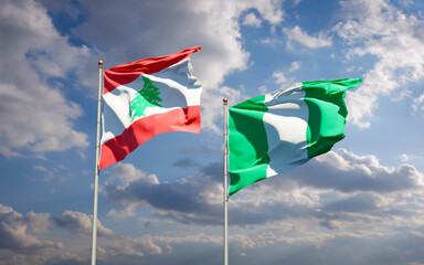 Beautiful national state flags of Lebanon and Nigeria.