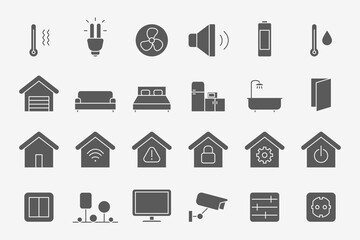 Smart House Icons set - Vector silhouettes of home security management technologies for the site or interface
