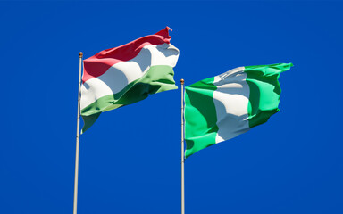 Beautiful national state flags of Hungary and Nigeria.