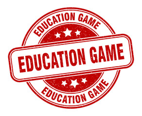 education game stamp. education game label. round grunge sign