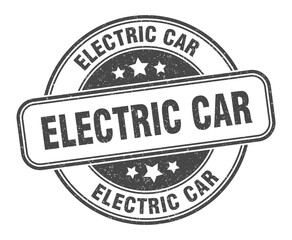 electric car stamp. electric car label. round grunge sign