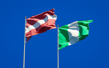 Beautiful national state flags of Latvia and Nigeria.