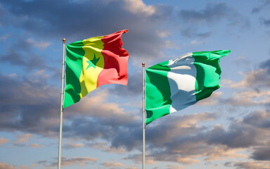 Beautiful national state flags of Senegal and Nigeria.