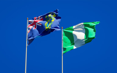 Beautiful national state flags of Pitcairn Islands and Nigeria.