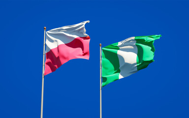 Beautiful national state flags of Poland and Nigeria.
