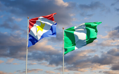 Beautiful national state flags of Saba and Nigeria.