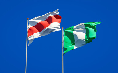 Beautiful national state flags of New Belarus and Nigeria.