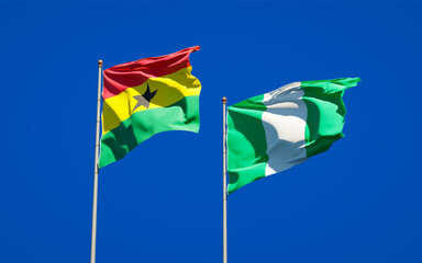 Beautiful national state flags of Ghana and Nigeria.