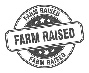 farm raised stamp. farm raised label. round grunge sign
