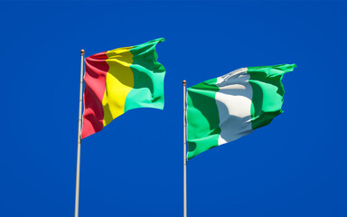 Beautiful national state flags of Guinea and Nigeria.