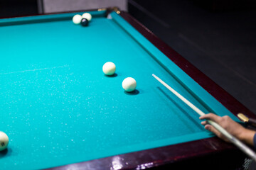Billiards game - Close-up shot of a man playing billiards