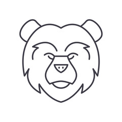Bear head icon, linear isolated illustration, thin line vector, web design sign, outline concept symbol with editable stroke on white background.