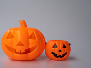 Orange pumpkin isolated white background. Halloween holiday concept.
