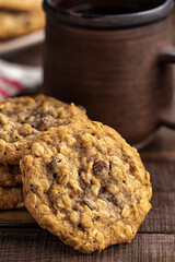 Oatmeal Raisin Cookies on Wooden Table