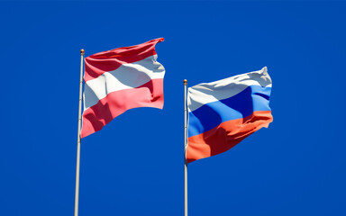 Beautiful national state flags of Russia and Austria.