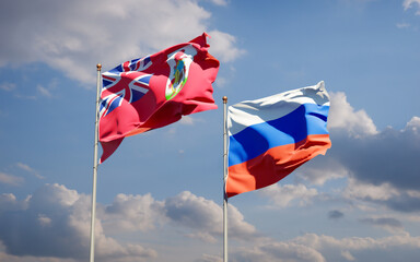 Beautiful national state flags of Russia and Bermuda.