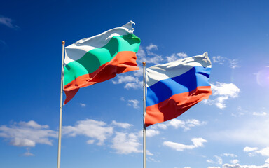 Beautiful national state flags of Russia and Bulgaria.
