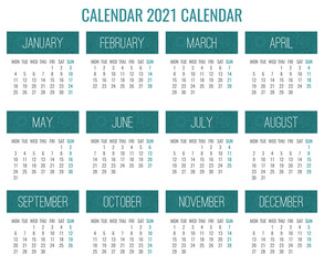 Year 2021 monthly floral calendar