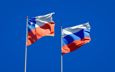 Beautiful national state flags of Russia and Chile.