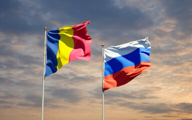 Beautiful national state flags of Russia and Chad.