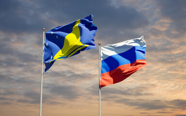 Beautiful national state flags of Tokelau and Russia.