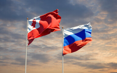 Beautiful national state flags of Tonga and Russia.