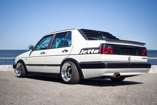 BARCELONA, SPAIN-SEPTEMBER 29, 2019: 1984 Jetta CL (A2), second generation, rear view
