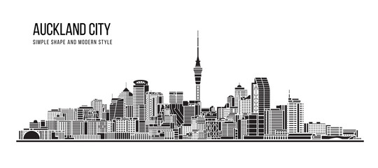 Cityscape Building Abstract shape and modern style art Vector design -    Auckland city - obrazy, fototapety, plakaty