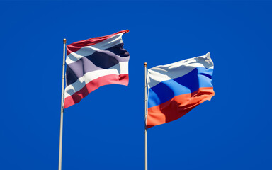 Beautiful national state flags of Thailand and Russia.
