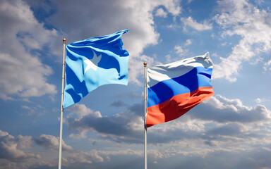 Beautiful national state flags of Somalia and Russia.