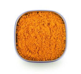 Turmeric powder isolated on white background.