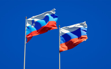 Beautiful national state flags of Slovenia and Russia.